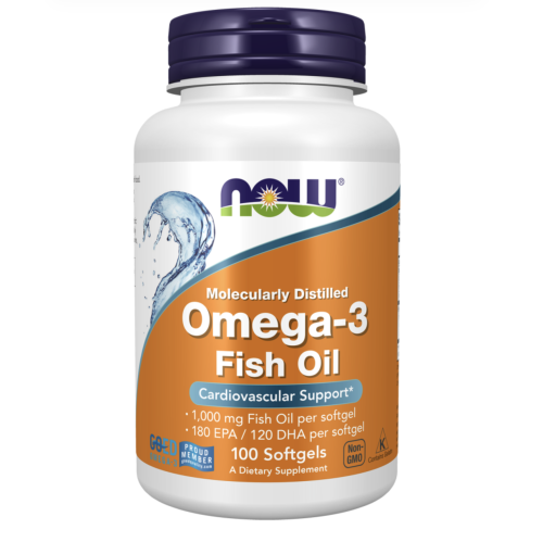 Now Foods Omega-3 Fish Oil, Molecularly Distilled 100 Softgels