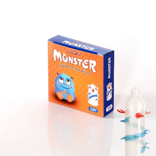 Recare Monster Spike Condom Orange - 1 PC