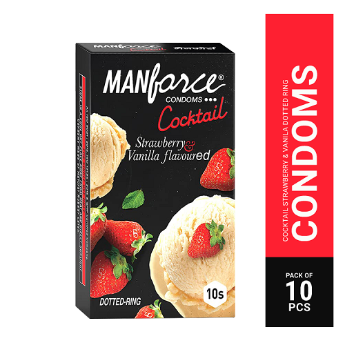 8904103321364.png Manforce Cocktail Strawberry & Vanilla Flavored Condoms - Image 1