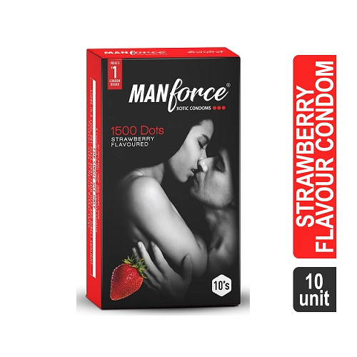 8904103330823.png Manforce Strawberry Flavoured Condom 10 Units - Image 1