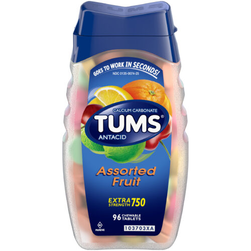 Tums 750 Antacid, Assorted Fruit 96 Chewable Tablets